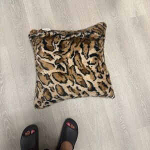 Leopard Print Faux Fur Pillow